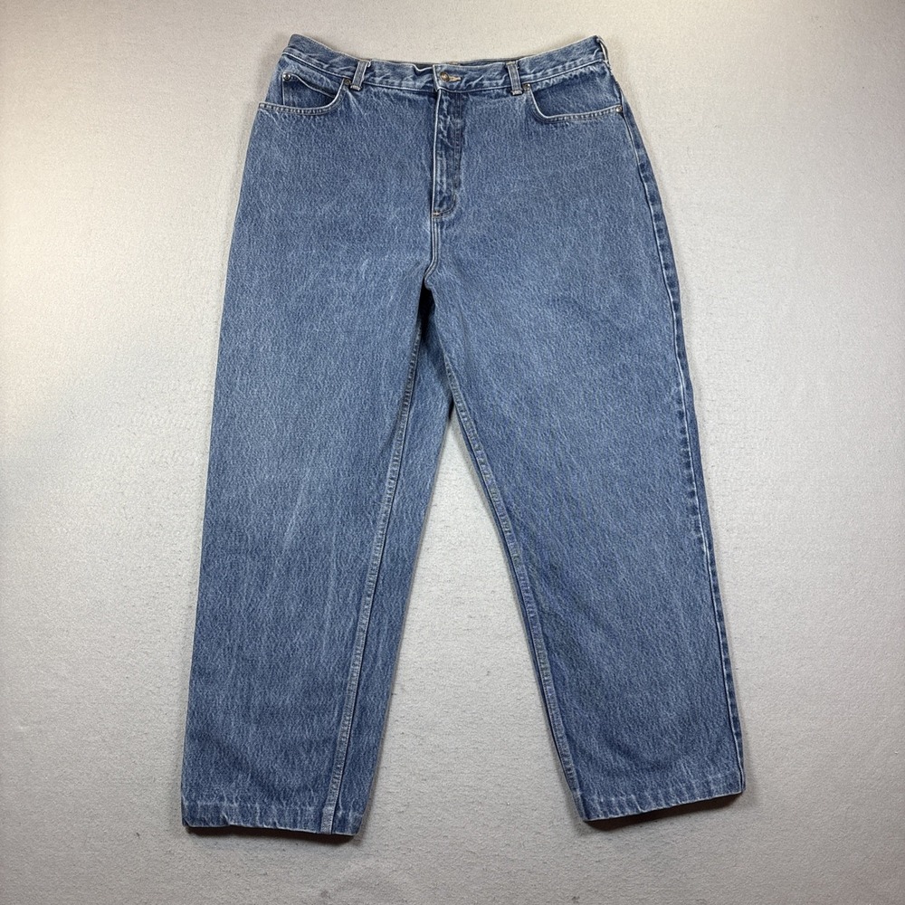Lands' End Women 18 High Rise Straight Jean 100% Cotton Blue Denim